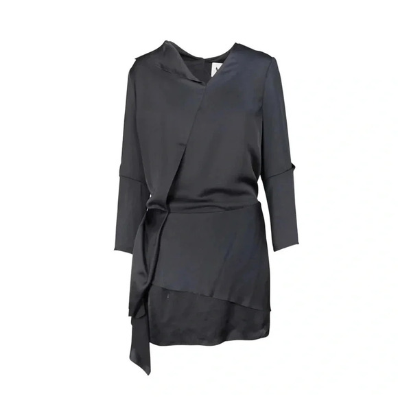 ACNE - Black Silk Darling Longsleeve Dress - Picture 8 of 17